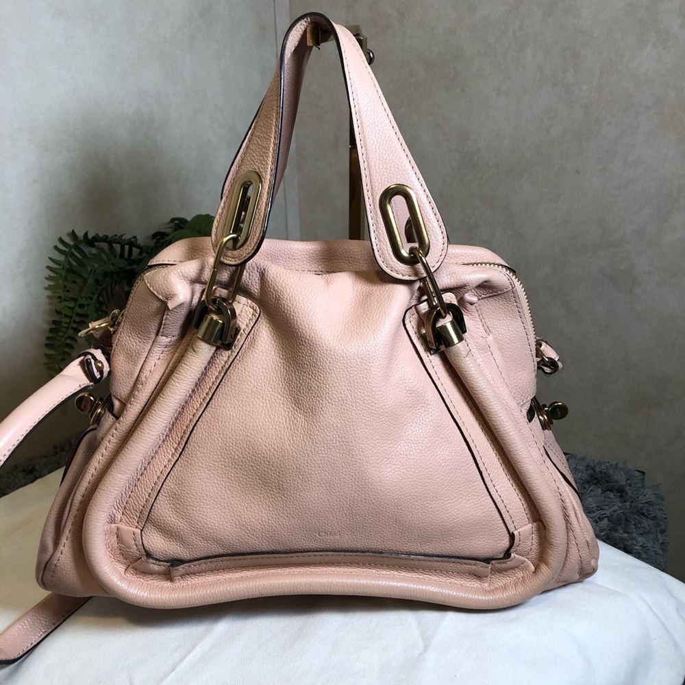 Chloé Pink Leather Satchel with Gold Hardware